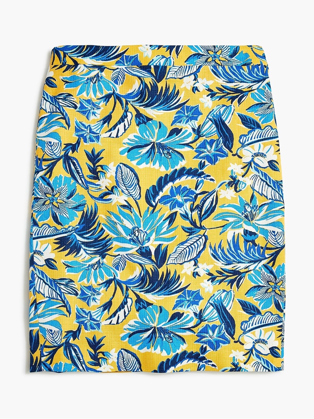 NWT J. CREW Sunny Yellow Floral Fully Lined Pencil Skirt w/Back Slit